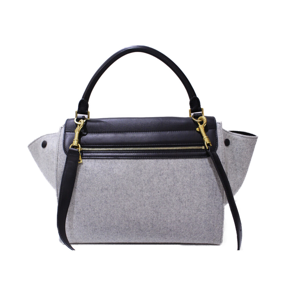 CELINE Trapeze Leather Felt Black Gray Handbag Shoulder Bag Strap - Picture 4 of 7